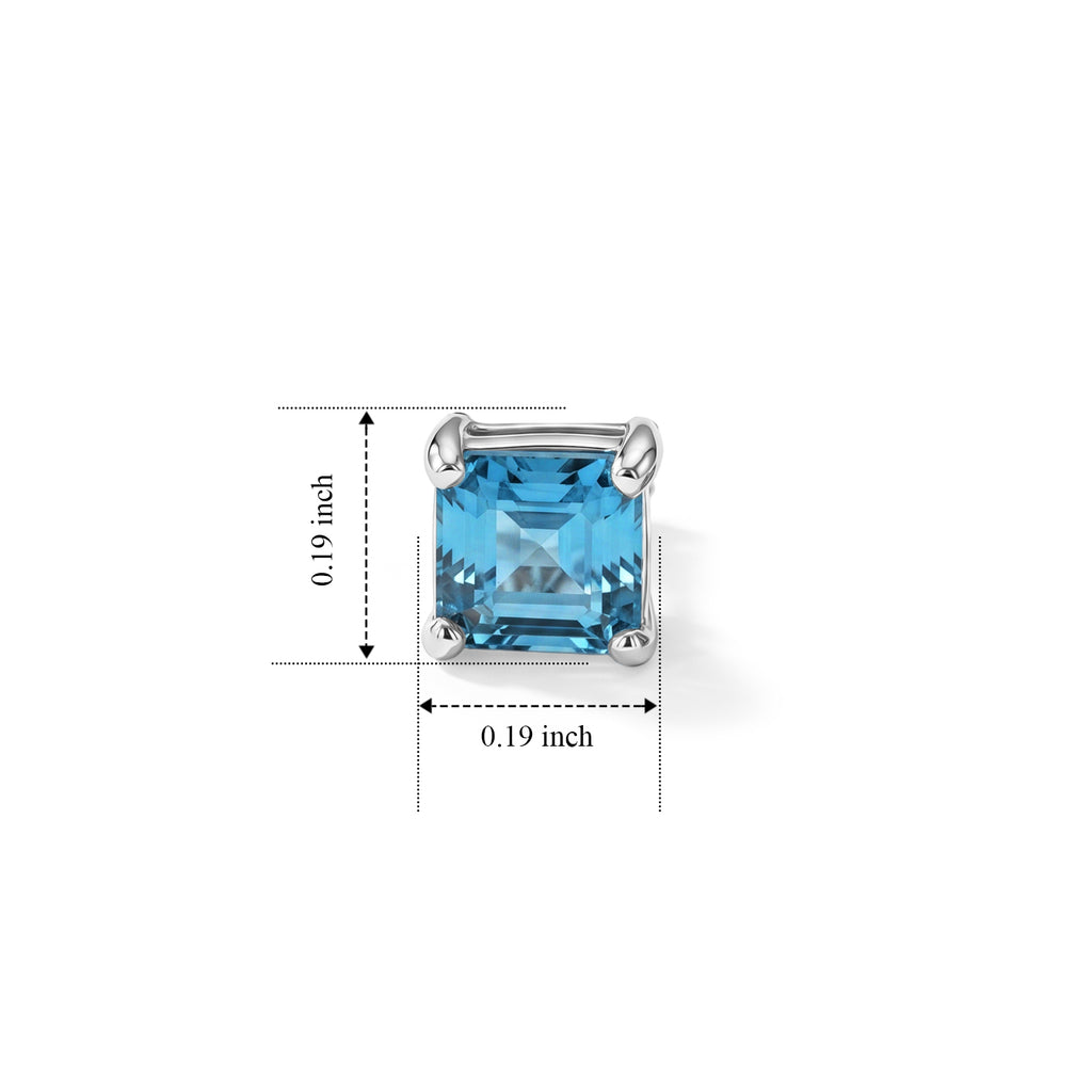 D'Joy - Blue Zircon Solitaire Stud Earring with Push Back in Rhodium Overlay Sterling Silver 2.00 Ct._8706725_5