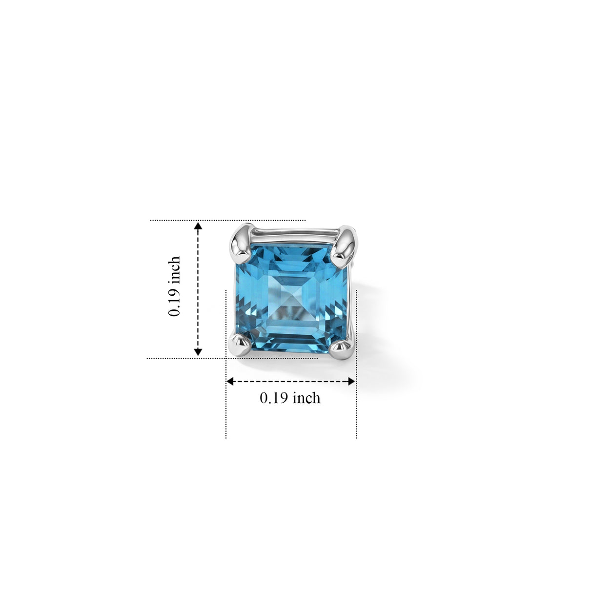 D'Joy - AAA RatanakirI Blue Zircon Solitaire Stud Earring with Push Back in Rhodium Overlay Sterling Silver 2.00 Ct. V32512754 6