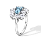 D'Joy Blue Zircon, Moissanite Ring in Rhodium OverlaySterling Silver  5.850  Ct._8706757_3