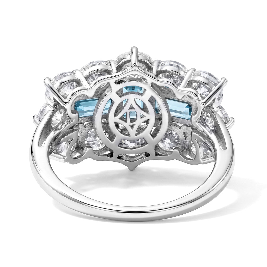 D'Joy Blue Zircon, Moissanite Ring in Rhodium OverlaySterling Silver  5.850  Ct._8706757_4