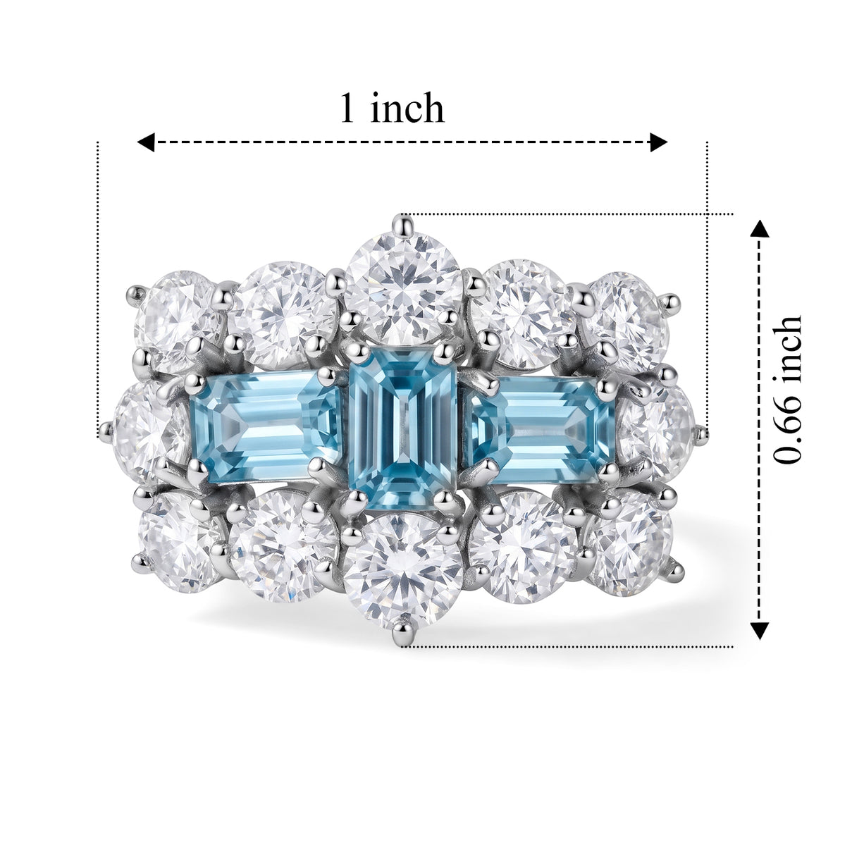 D'Joy - AAA RatanakirI Ratanakiri Blue Zircon &amp; Moissanite Boat Ring in Rhodium Overlay Sterling Silver 5.85 Ct. 8706757 6