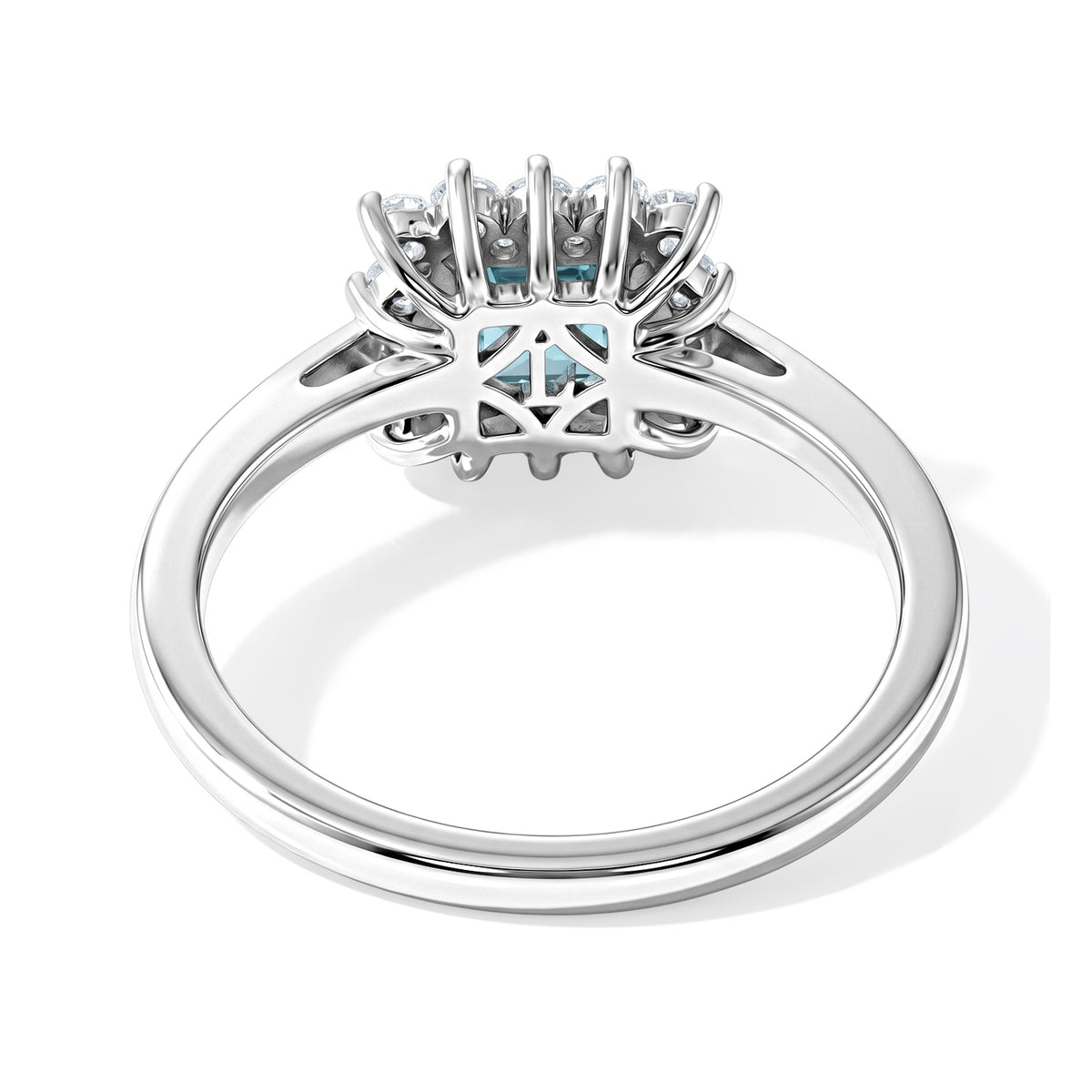 Luxuriant - AAA RatanakirI Blue Zircon &amp; Lab Grown Diamond Halo Ring in Rhodium Overlay Sterling Silver 1.75 Ct. 8706766 5