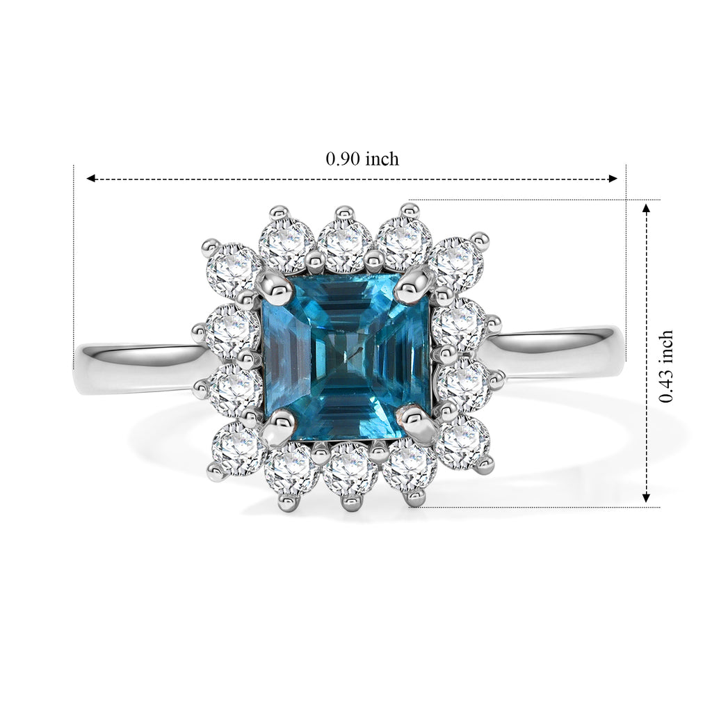Luxuriant Blue Zircon, Lab Grown Diamond Ring in Rhodium OverlaySterling Silver  1.800  Ct._8706766_5