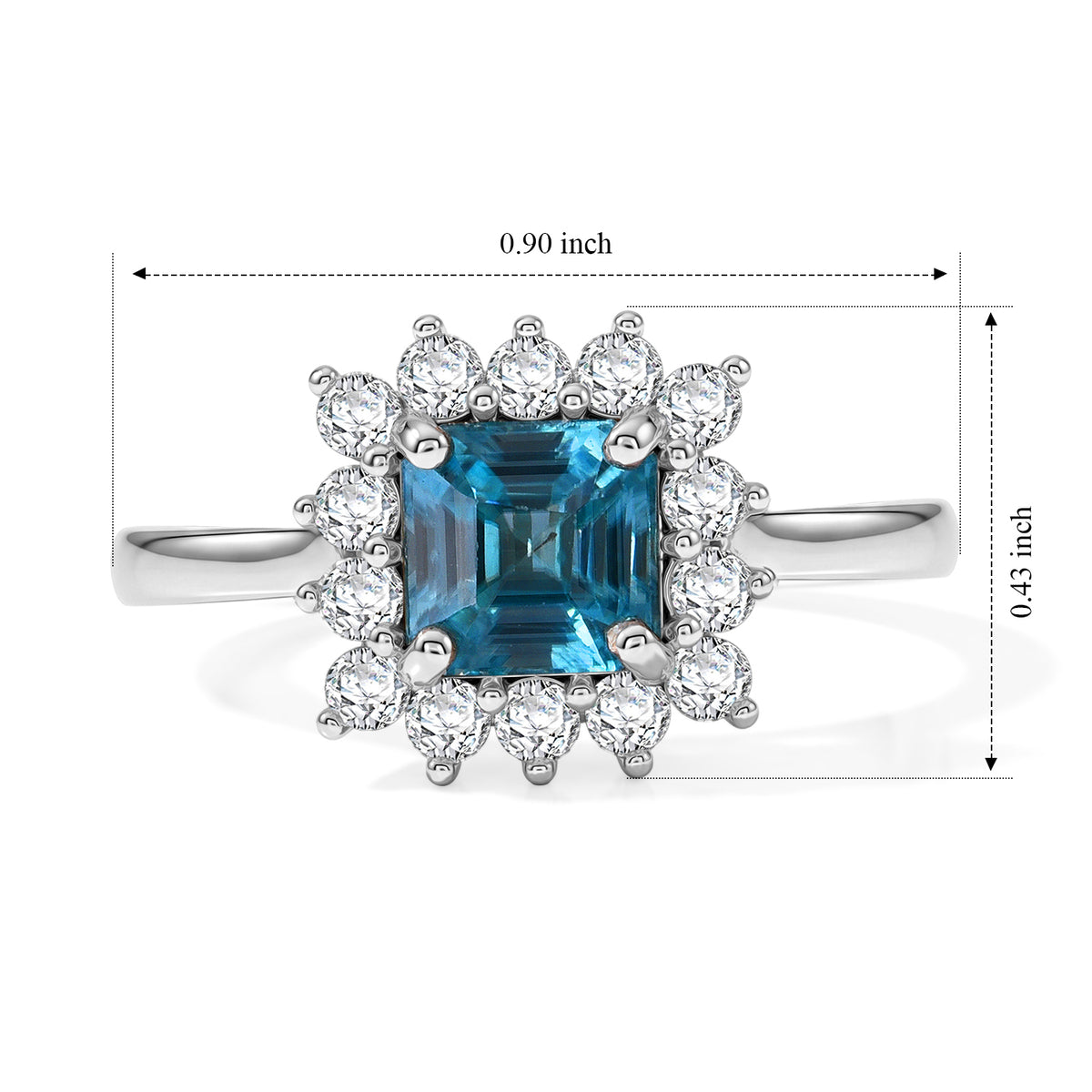 Luxuriant - AAA RatanakirI Blue Zircon &amp; Lab Grown Diamond Halo Ring in Rhodium Overlay Sterling Silver 1.75 Ct. 8706766 6