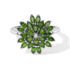 Luxuriant Natural Chrome Diopside, Lab Grown Diamond Cluster Ring in Rhodium OverlaySterling Silver  2.165  Ct._8706847