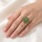 Luxuriant Natural Chrome Diopside, Lab Grown Diamond Cluster Ring in Rhodium OverlaySterling Silver  2.165  Ct._8706847_1