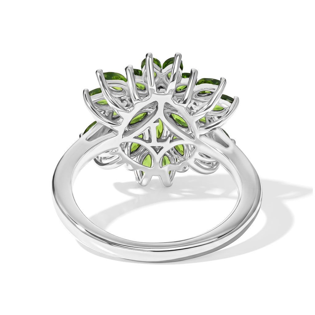 Luxuriant Natural Chrome Diopside, Lab Grown Diamond Cluster Ring in Rhodium OverlaySterling Silver  2.165  Ct._8706847_4