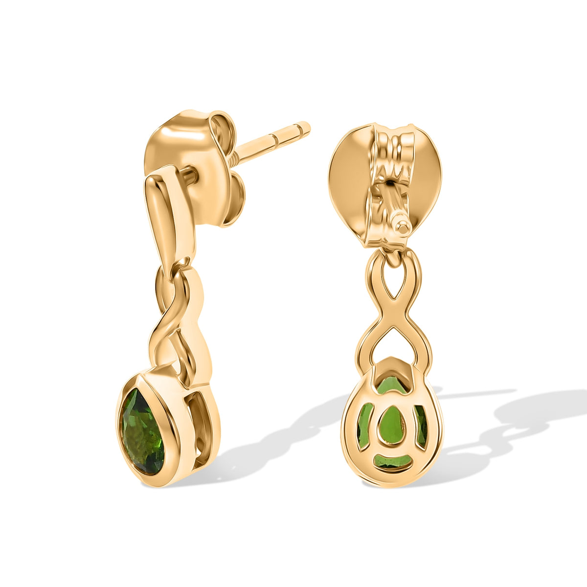 D'Joy - Natural Chrome Diopside Solitaire Dangling Earring with Push Back in Yellow Gold Plated Sterling Silver 8706901 4