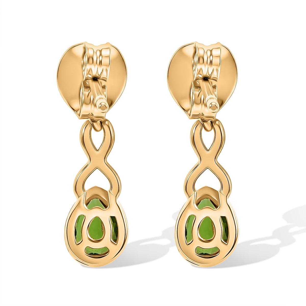 D'Joy - Natural Chrome Diopside Solitaire Dangling Earring with Push Back in Yellow Gold Plated Sterling Silver 8706901 5
