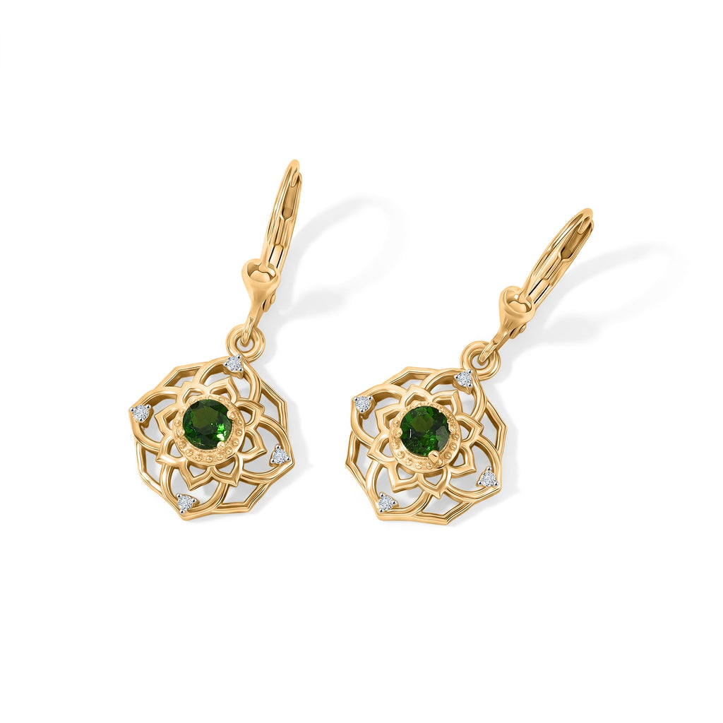 D'Joy Natural Chrome Diopside, White Zircon Solitaire Stud Push Post Earring Sterling Silver  0.618  Ct._8706902