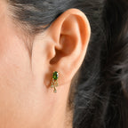 D'Joy Natural Chrome Diopside, Moissanite Dangling Earring Sterling Silver  1.530  Ct._8706903_1