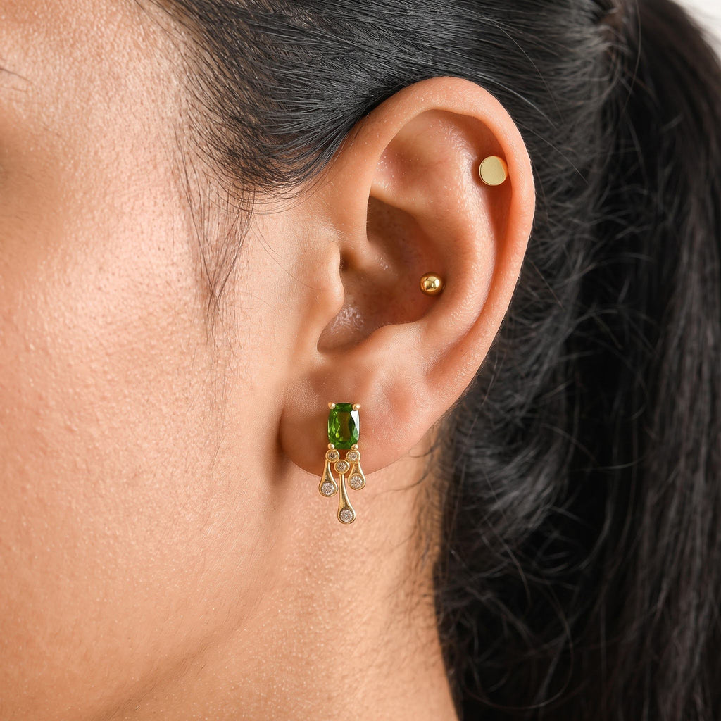 D'Joy Natural Chrome Diopside, Moissanite Dangling Earring Sterling Silver  1.530  Ct._8706903_2