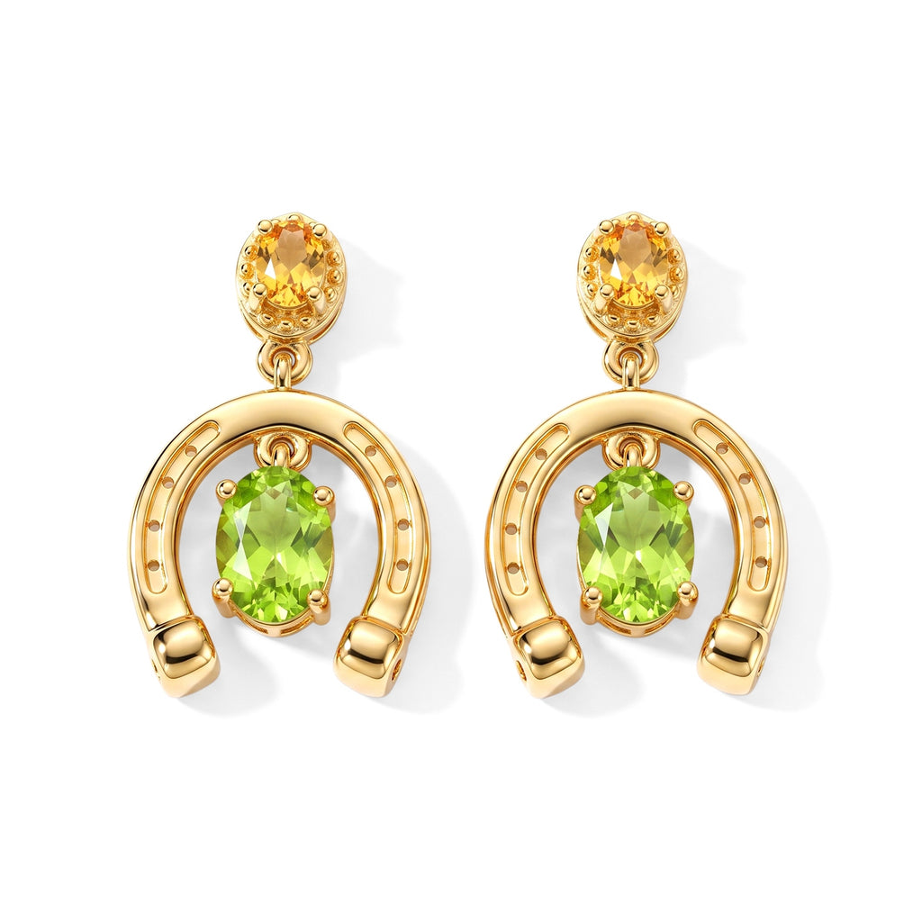 D'Joy - Peridot & Citrine Dangling Earring with Push Post in Yellow Gold Plated Sterling Silver 2.00 Ct._8707406