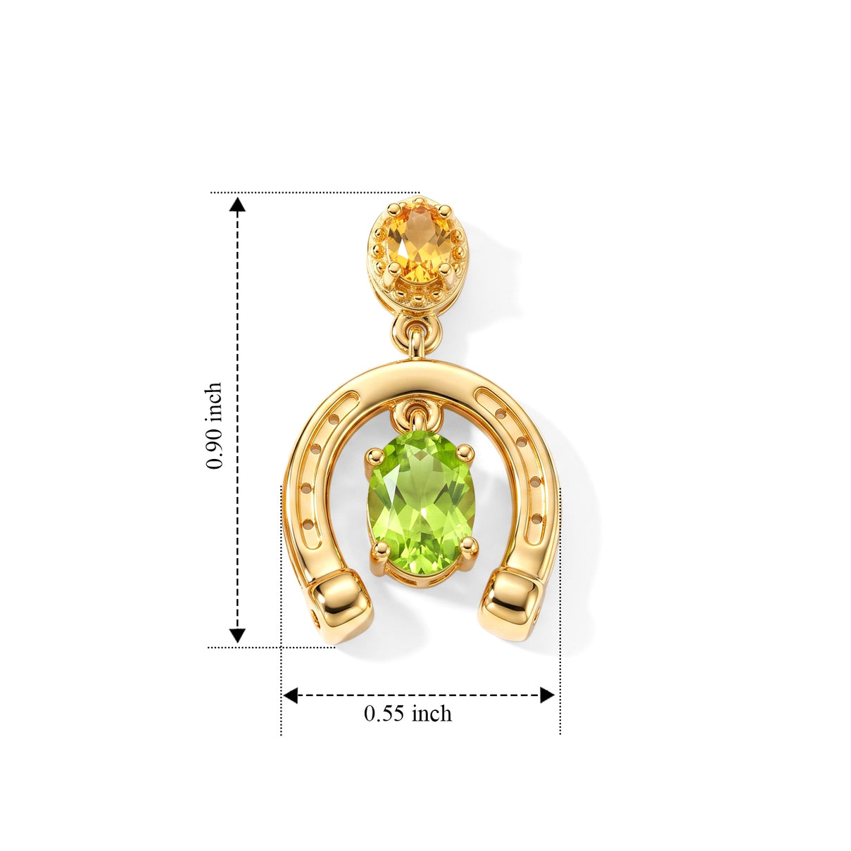 D'Joy - Natural Hebei Peridot &amp; Citrine Horseshoe Dangling Earring with Push Post in Yellow Gold Plated Sterling Silver 2.00 Ct. V32513701 5