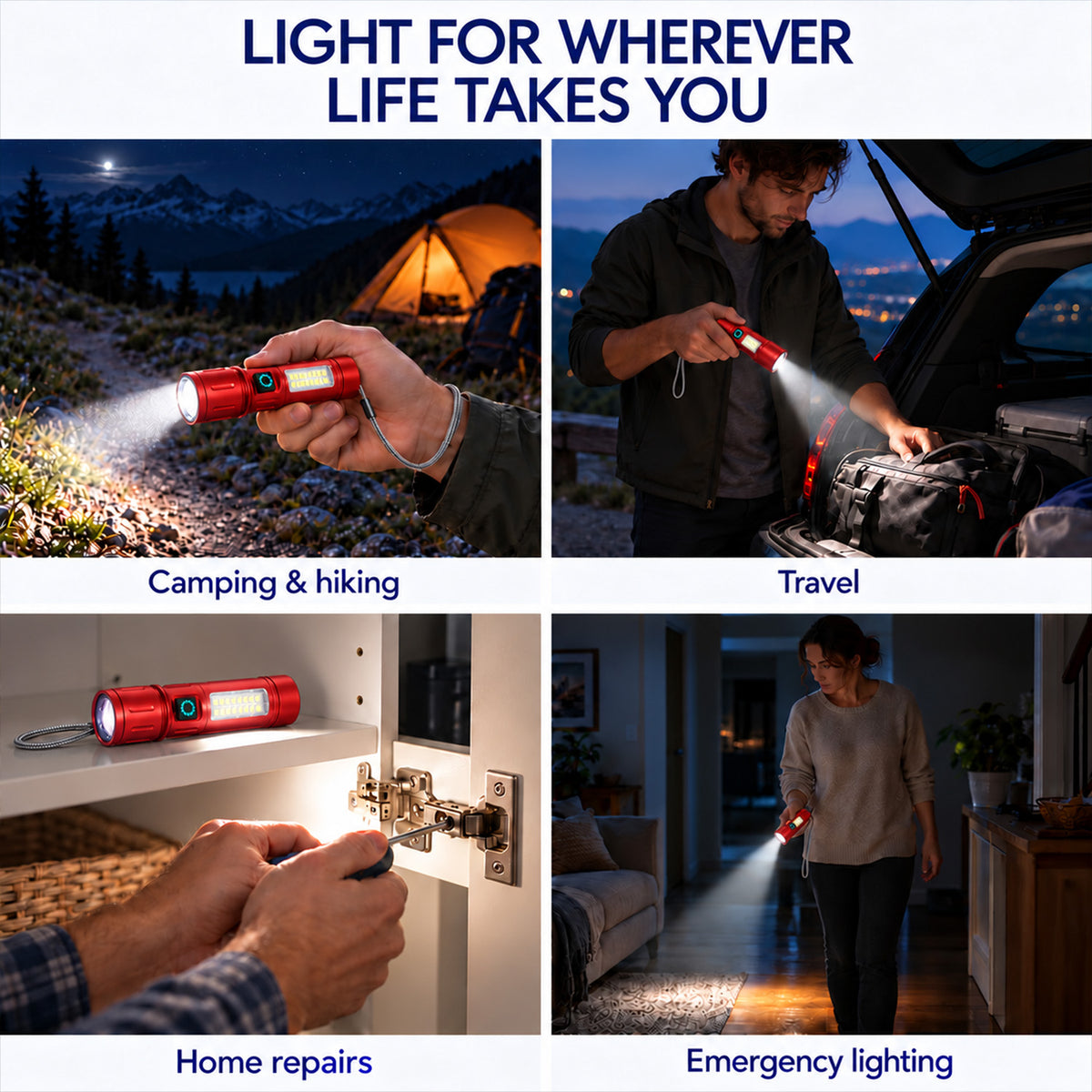 Rechargeable 800 Lumen Tactical LED Torch with COB Side Light ...