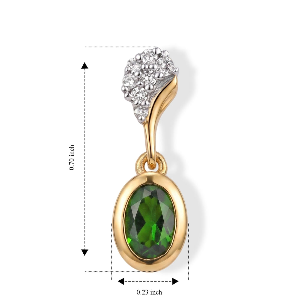 D'Joy - Natural Chrome Diopside & White Zircon Dangling Earring with Push Post in Yellow Gold Plated Sterling Silver 1.20 Ct._8707905_4