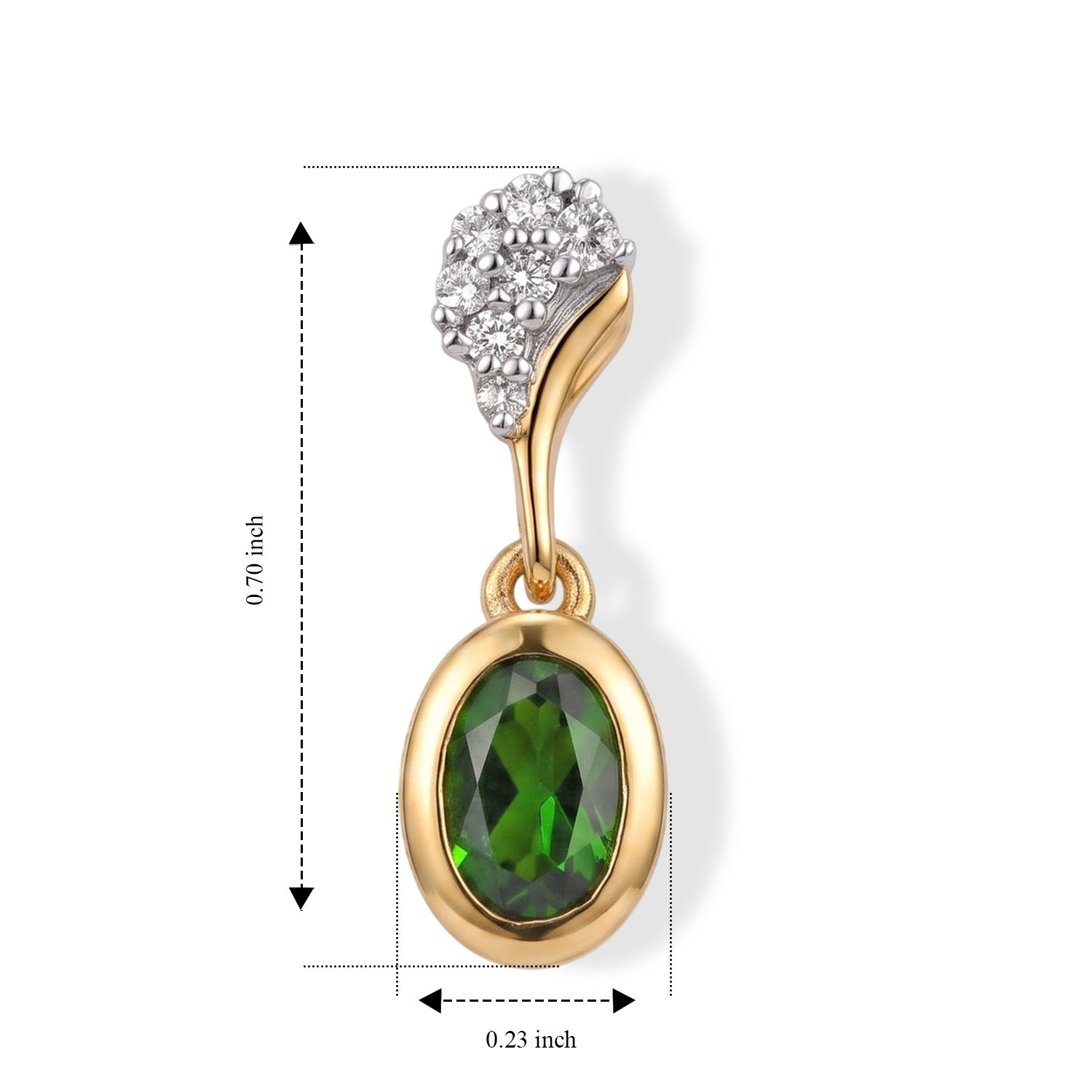 D'Joy - Natural Chrome Diopside &amp; White Zircon Dangling Earring with Push Post in Yellow Gold Plated Sterling Silver 1.20 Ct. 8707905 5