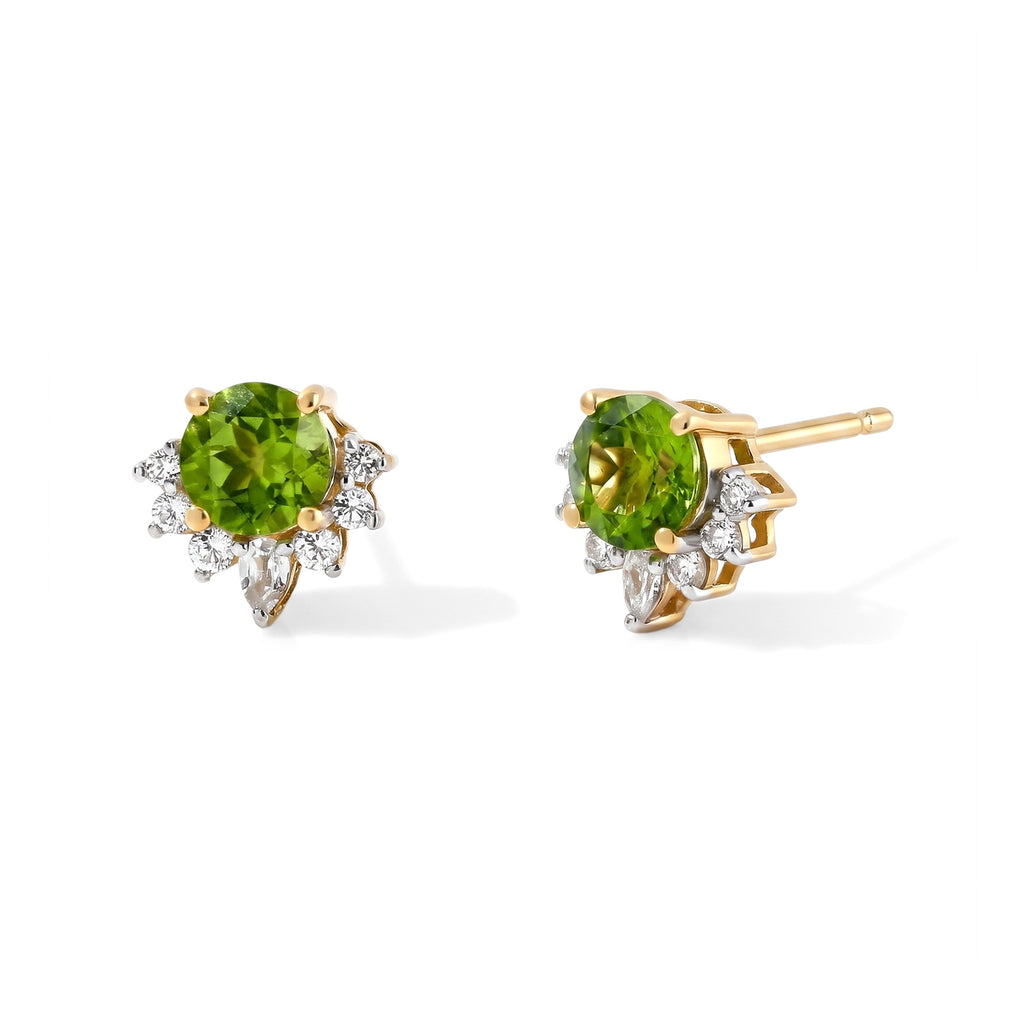 D'Joy - Peridot & White Topaz Earring with Push Post in Yellow Gold Plated Sterling Silver 2.26 Ct._8707907