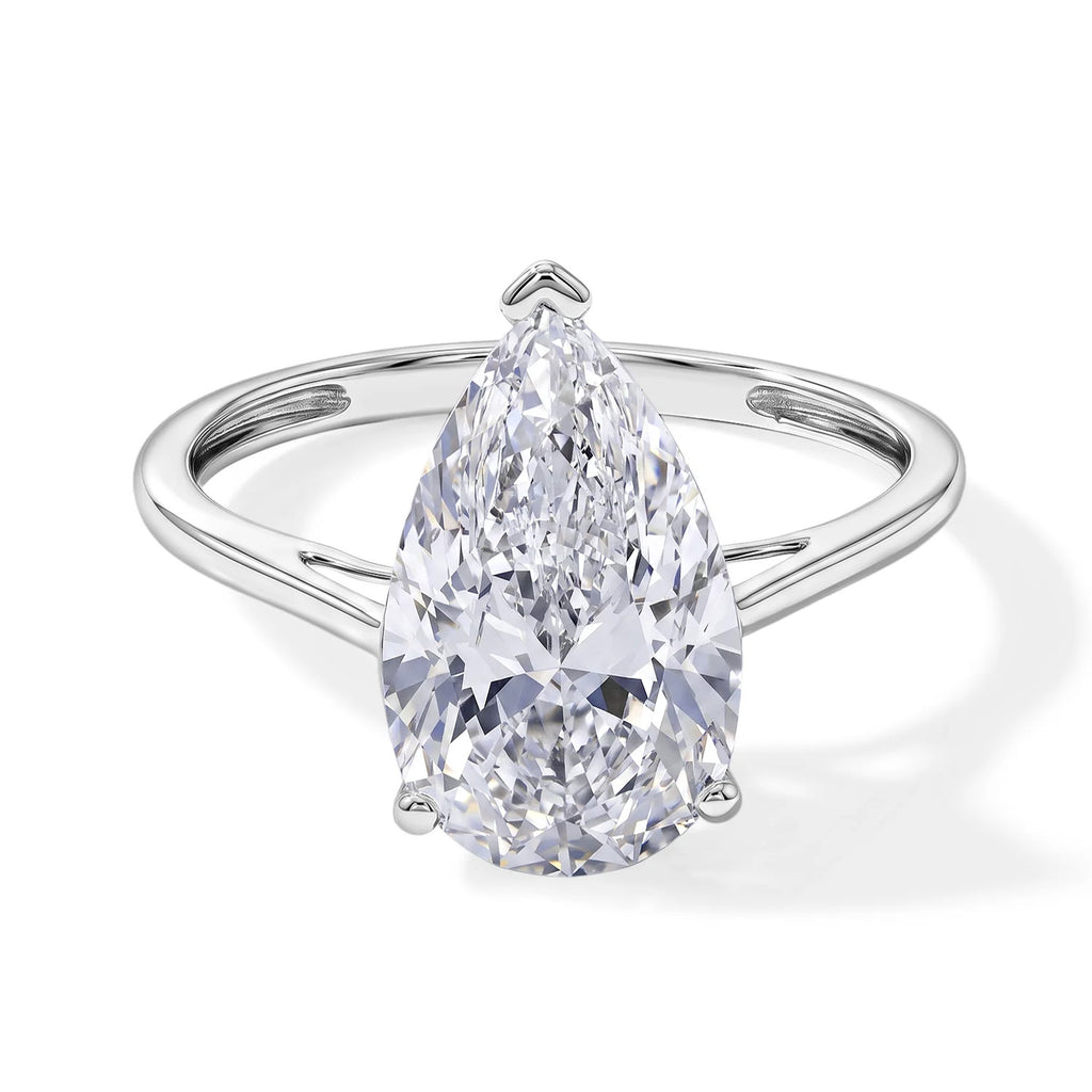 Luxuriant - 14K White Gold IGI Certified VS/G Lab Grown Diamond Pear Cut Solitaire Ring 5.00 Ct._8707959