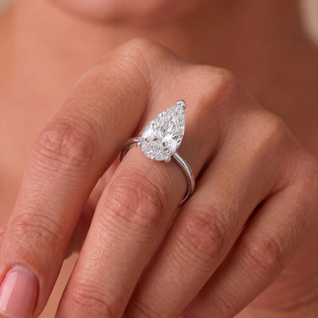 Luxuriant - 14K White Gold IGI Certified VS/G Lab Grown Diamond Pear Cut Solitaire Ring 5.00 Ct. 8707959 2