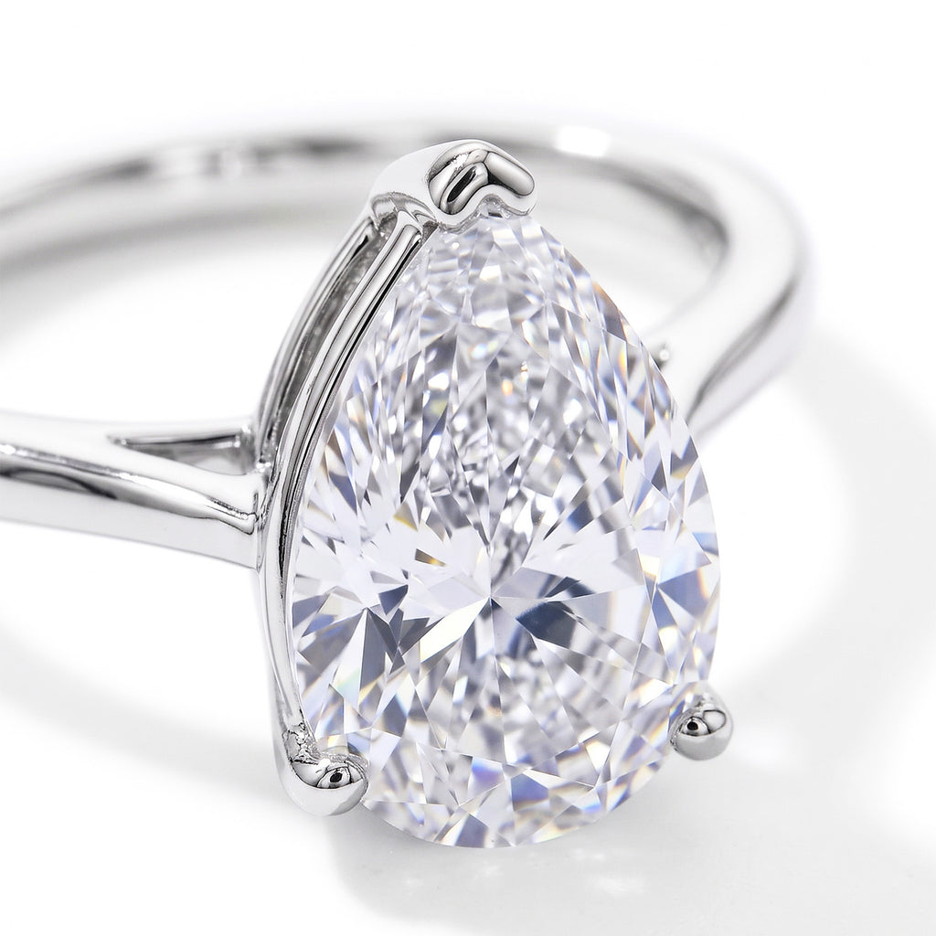 Luxuriant - 14K White Gold IGI Certified VS/G Lab Grown Diamond Pear Cut Solitaire Ring 5.00 Ct._8707959_2