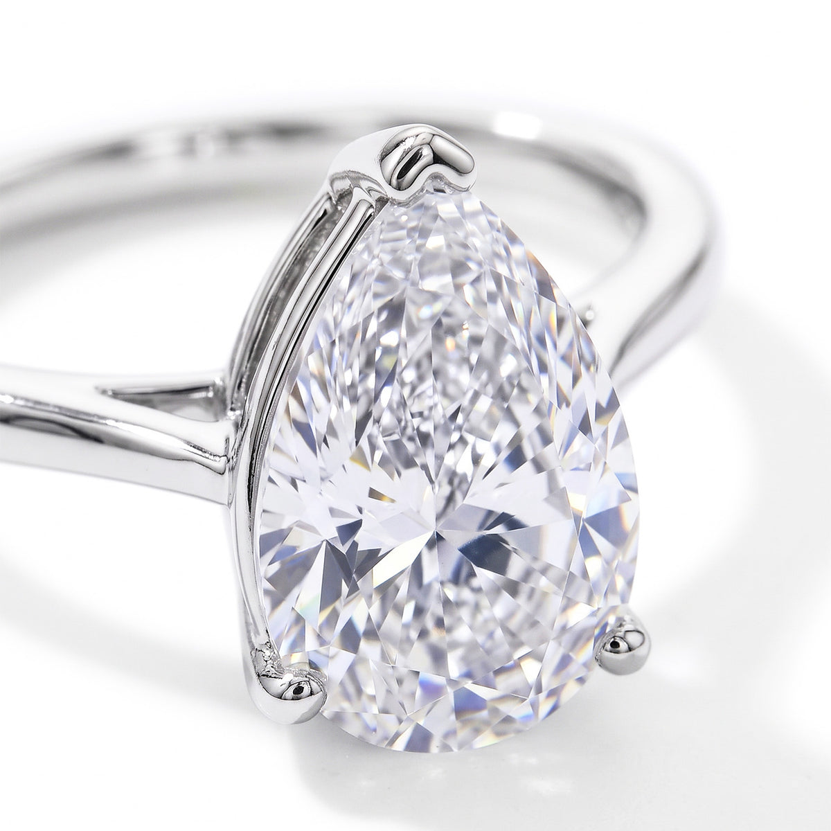 Luxuriant - 14K White Gold IGI Certified VS/G Lab Grown Diamond Pear Cut Solitaire Ring 5.00 Ct. 8707959 3