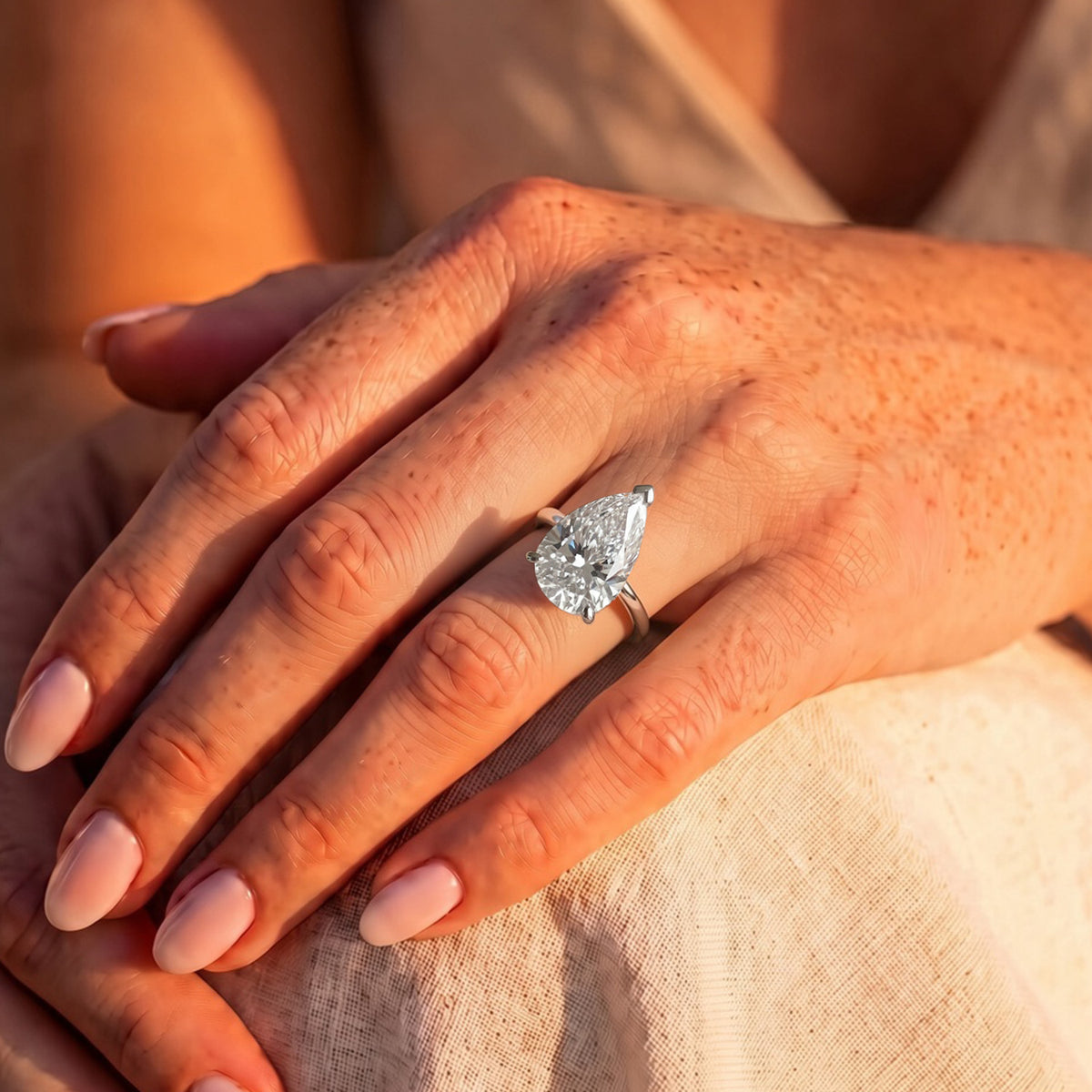 Luxuriant - 14K White Gold IGI Certified VS/G Lab Grown Diamond Pear Cut Solitaire Ring 5.00 Ct. 8707959 5