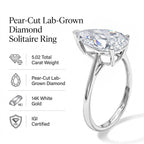 Luxuriant - 14K White Gold IGI Certified VS/G Lab Grown Diamond Pear Cut Solitaire Ring 5.00 Ct._8707959_6