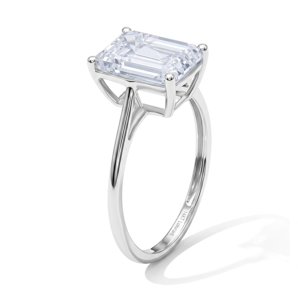 Luxuriant 14K White Gold IGI Certified VS/G Emerald Cut Lab Grown Diamond Ring 5.00 Ct._8708157_3