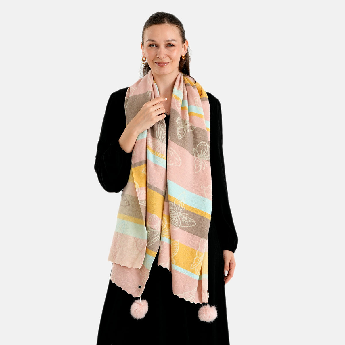 La Marey Signature Printed Scarf (Size - One Size) - Pink Yellow 8708225 2