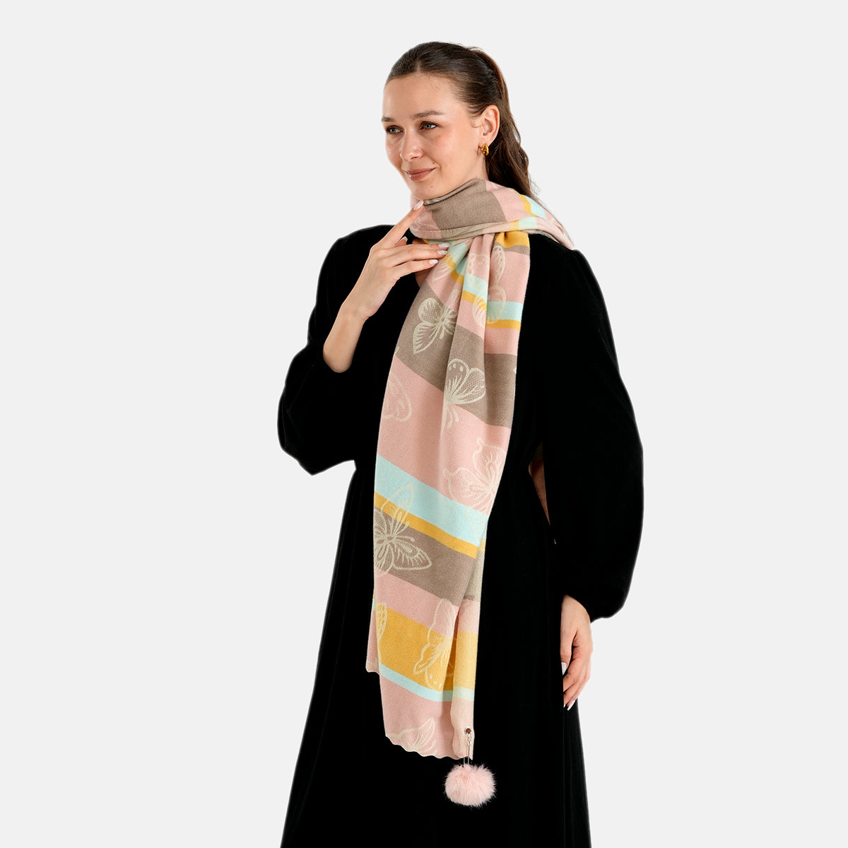 La Marey Signature Printed Scarf (Size - One Size) - Pink Yellow 8708225 4
