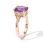 D'Joy Rose De France Amethyst, White Zircon Solitaire Ring in Rose GoldSterling Silver  2.910  Ct._8708700_3