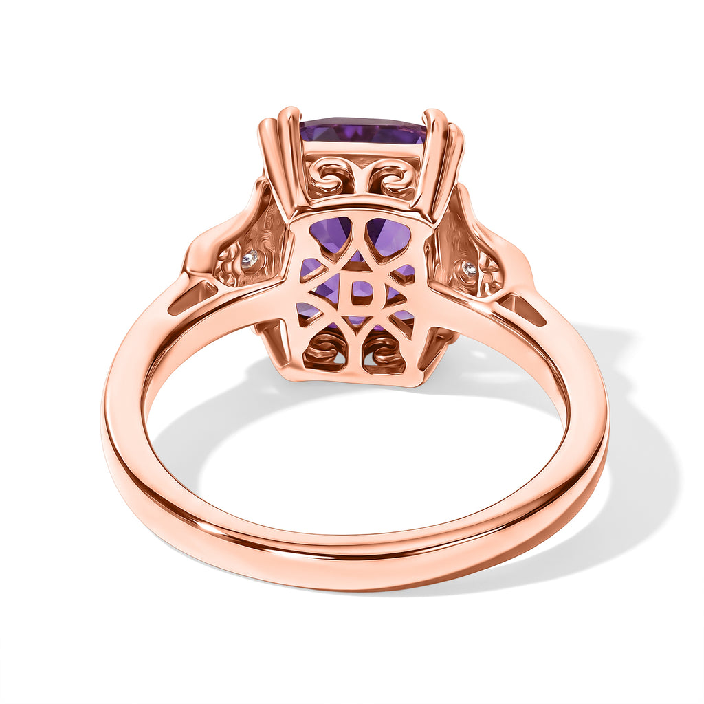 D'Joy Rose De France Amethyst, White Zircon Solitaire Ring in Rose GoldSterling Silver  2.910  Ct._8708700_4