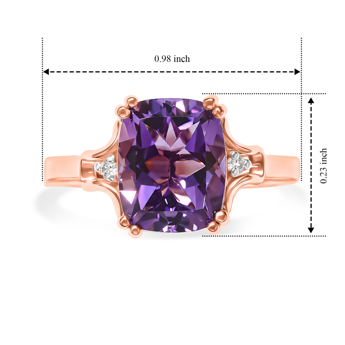 D'Joy Rose De France Amethyst, White Zircon Solitaire Ring in Rose GoldSterling Silver  2.910  Ct. 8708700 5