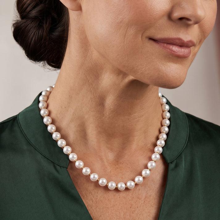 AAA Rare Size Edison Pearl (13mm) Necklace (Size - 20) in Yellow Gold Plated Sterling Silver with Magnetic Lock 8708942 2
