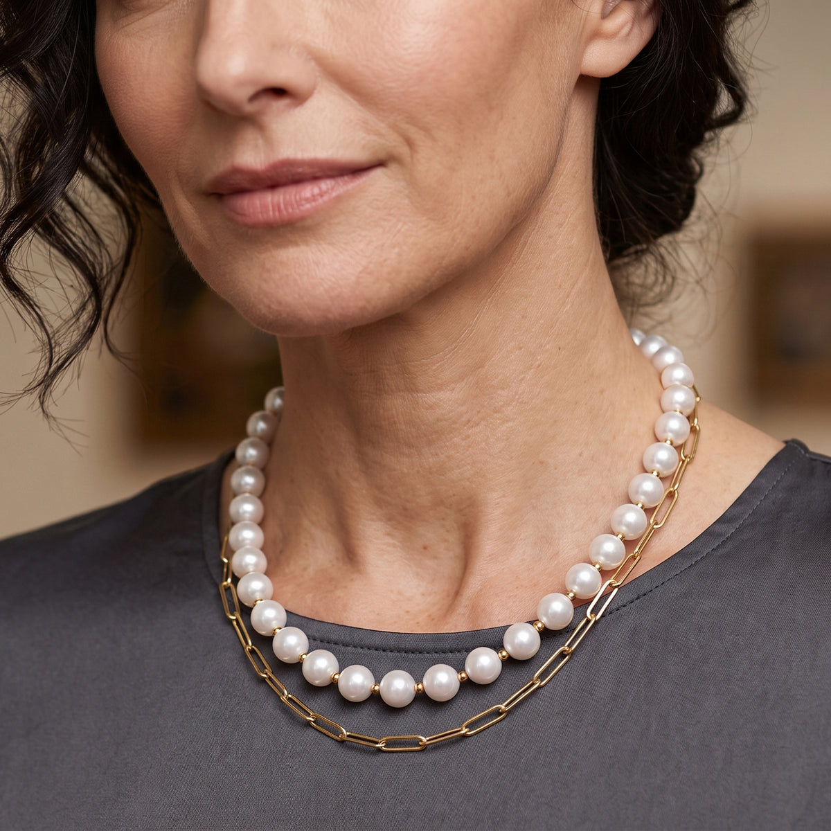 AAA Rare Size Edison Pearl (13mm) Necklace (Size - 20) in Yellow Gold Plated Sterling Silver with Magnetic Lock 8708942 3