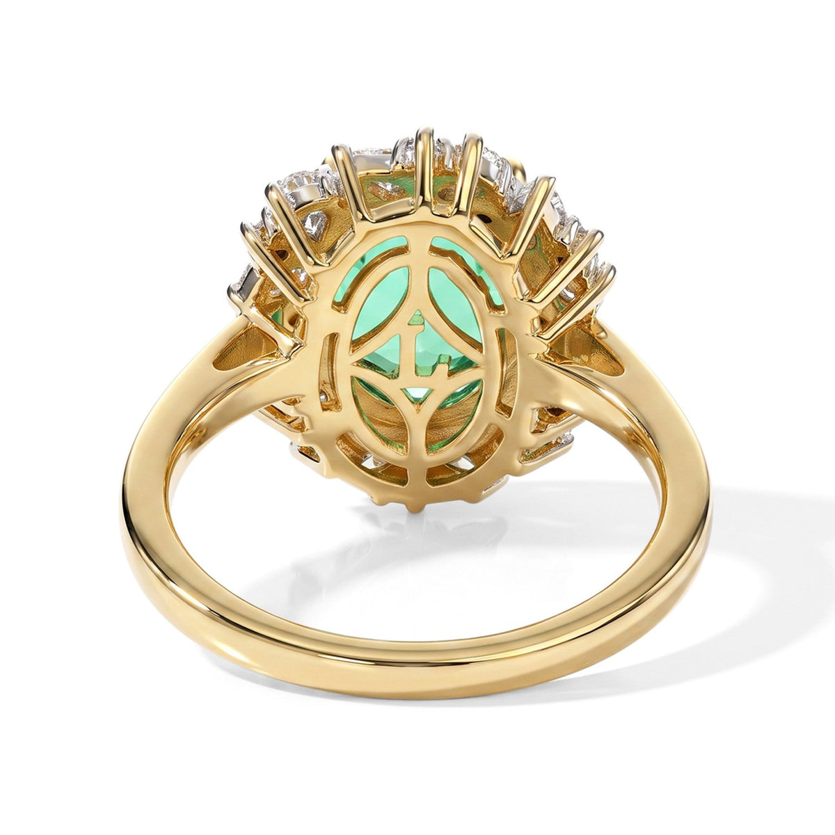 Lab Grown Columbian Emerald (2.40 Cts) &amp; Lab Grown Diamond  (SI/G-H) Halo Ring in 18K Vermeil Yellow Gold Plated Sterling Silver 3.05 Ct. 8708988 5