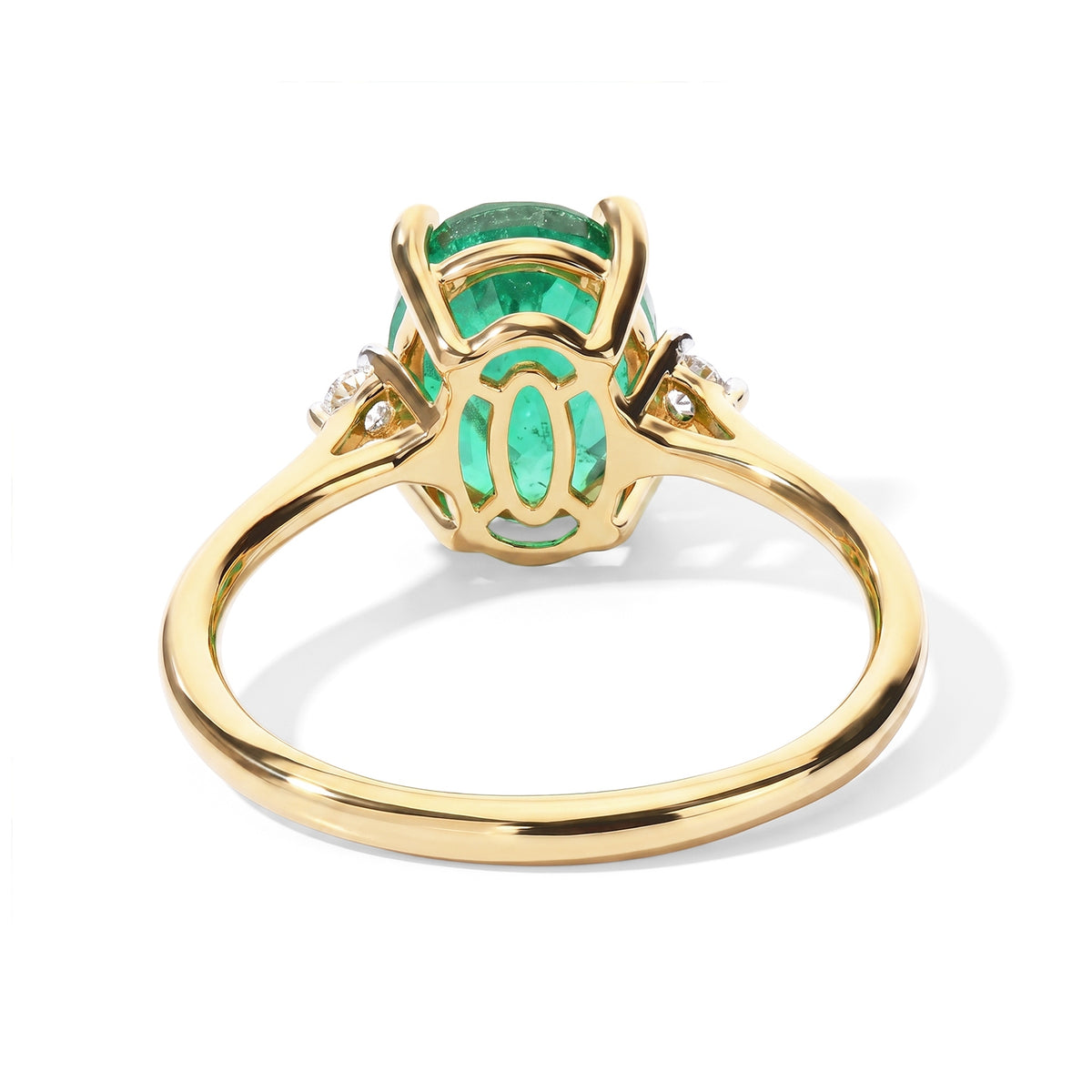 D'Joy - Colombian Colour Emeraldine Quartz &amp; White Zircon Trilogy Ring in Yellow Gold Plated Sterling Silver 2.43 Ct. V32640545 4