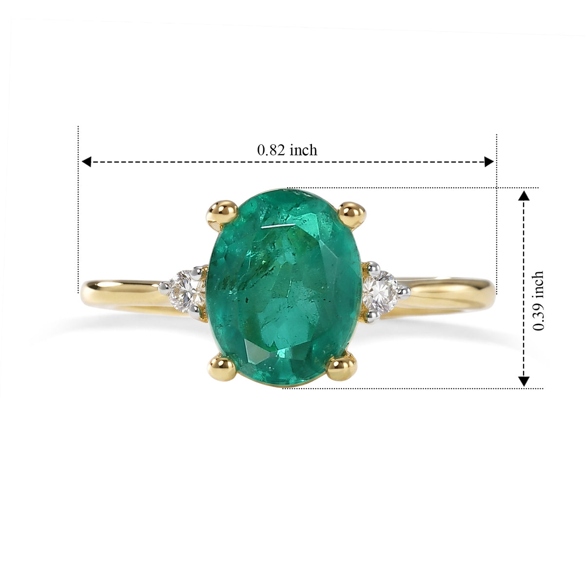 D'Joy - Colombian Colour Emeraldine Quartz &amp; White Zircon Trilogy Ring in Yellow Gold Plated Sterling Silver 2.43 Ct. V32640545 5
