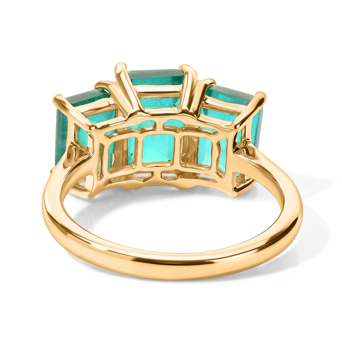 D'Joy - Colombian Colour Emeraldine Quartz Trilogy Ring in Yellow Gold Plated Sterling Silver 3.57 Ct. V32709126 4
