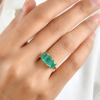 D'Joy - Colombian Colour Emeraldine Quartz Trilogy Ring in Yellow Gold Plated Sterling Silver 3.57 Ct._8709316_1