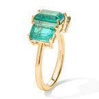 D'Joy - Colombian Colour Emeraldine Quartz Trilogy Ring in Yellow Gold Plated Sterling Silver 3.57 Ct._8709316_2