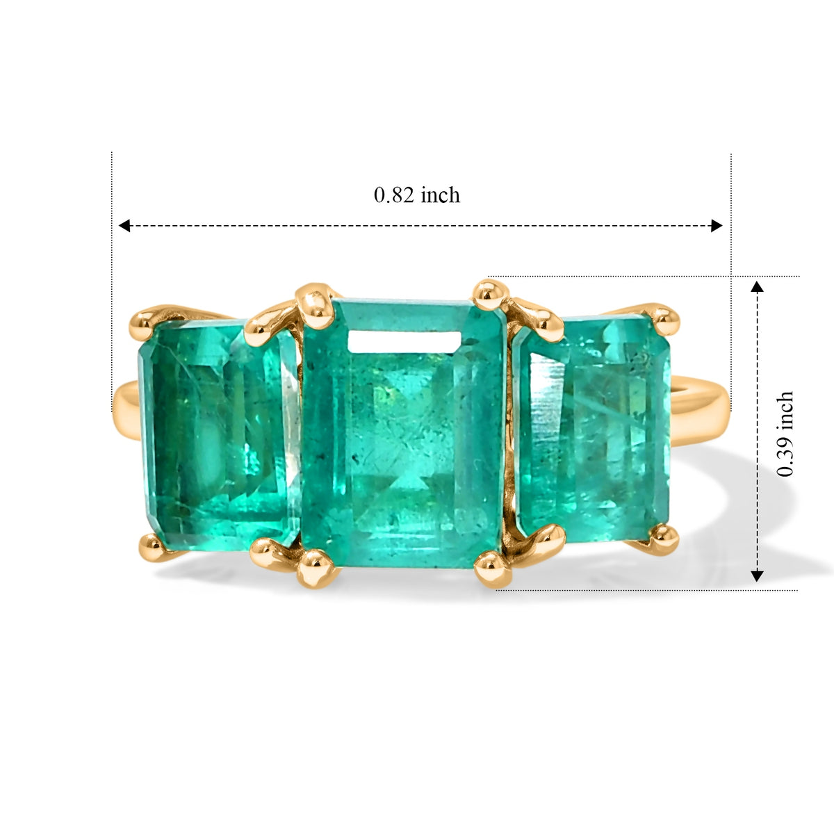 D'Joy - Colombian Colour Emeraldine Quartz Trilogy Ring in Yellow Gold Plated Sterling Silver 3.57 Ct. V32638531 6