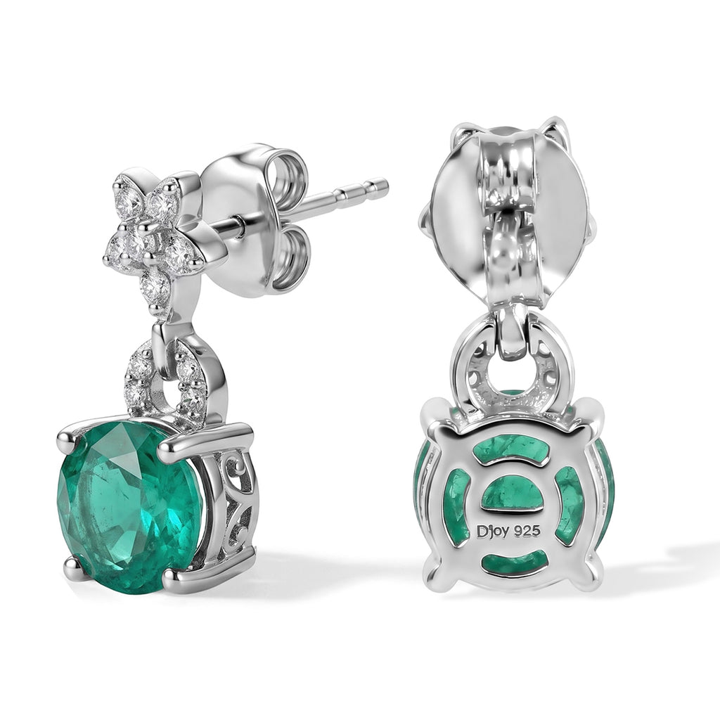 D'Joy - Colombina Colour Emeraldine Quartz & White Zircon Dangling Earring with Push Back in Platinum Overlay Sterling Silver 3.78 Ct._8709318_3