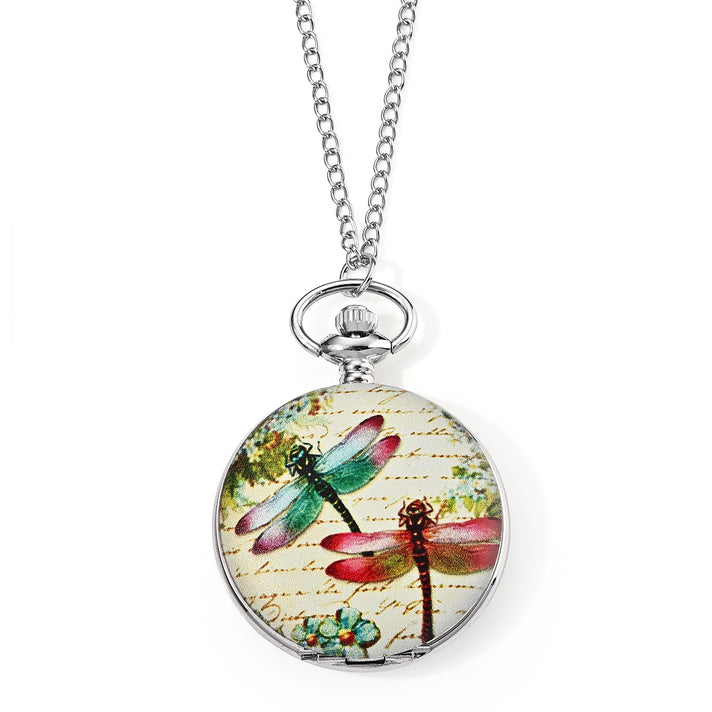 STRADA Limited Edition Dragonfly Japanese Movement Water Resistant Vintage Pocket Watch with 31 Inch Chain 8709354 1