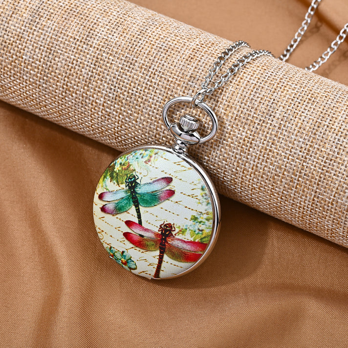 STRADA Limited Edition Dragonfly Japanese Movement Water Resistant Vintage Pocket Watch with 31 Inch Chain 8709354 2
