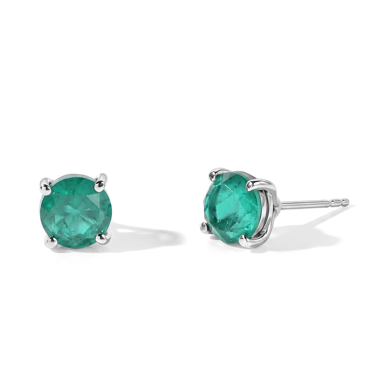 D'Joy - Colombina Colour Emeraldine Quartz Solitaire Stud Earring with Push Back in Platinum Overlay Sterling Silver 3.53 Ct._8709359