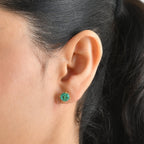 D'Joy - Colombina Colour Emeraldine Quartz Solitaire Stud Earring with Push Back in Yellow Gold Plated Sterling Silver 3.53 Ct._8709360_1