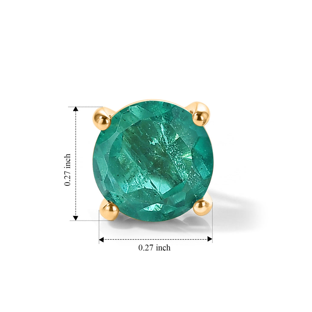 D'Joy - Colombina Colour Emeraldine Quartz Solitaire Stud Earring with Push Back in Yellow Gold Plated Sterling Silver 3.53 Ct._8709360_3