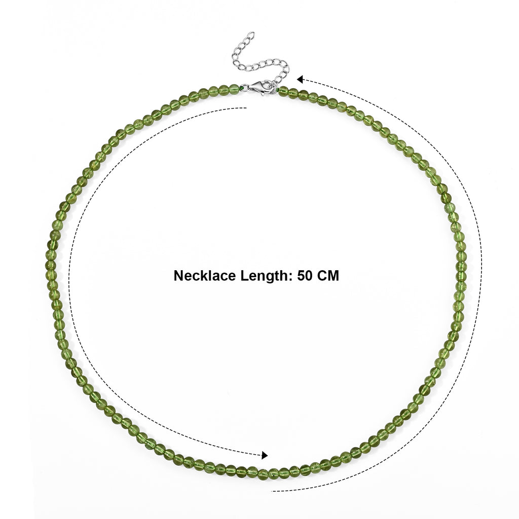 D'Joy - Peridot Beads Necklace (Size - 20+2 Ext) in Rhodium Overlay Sterling Silver 85.00 Ct._8709419_4